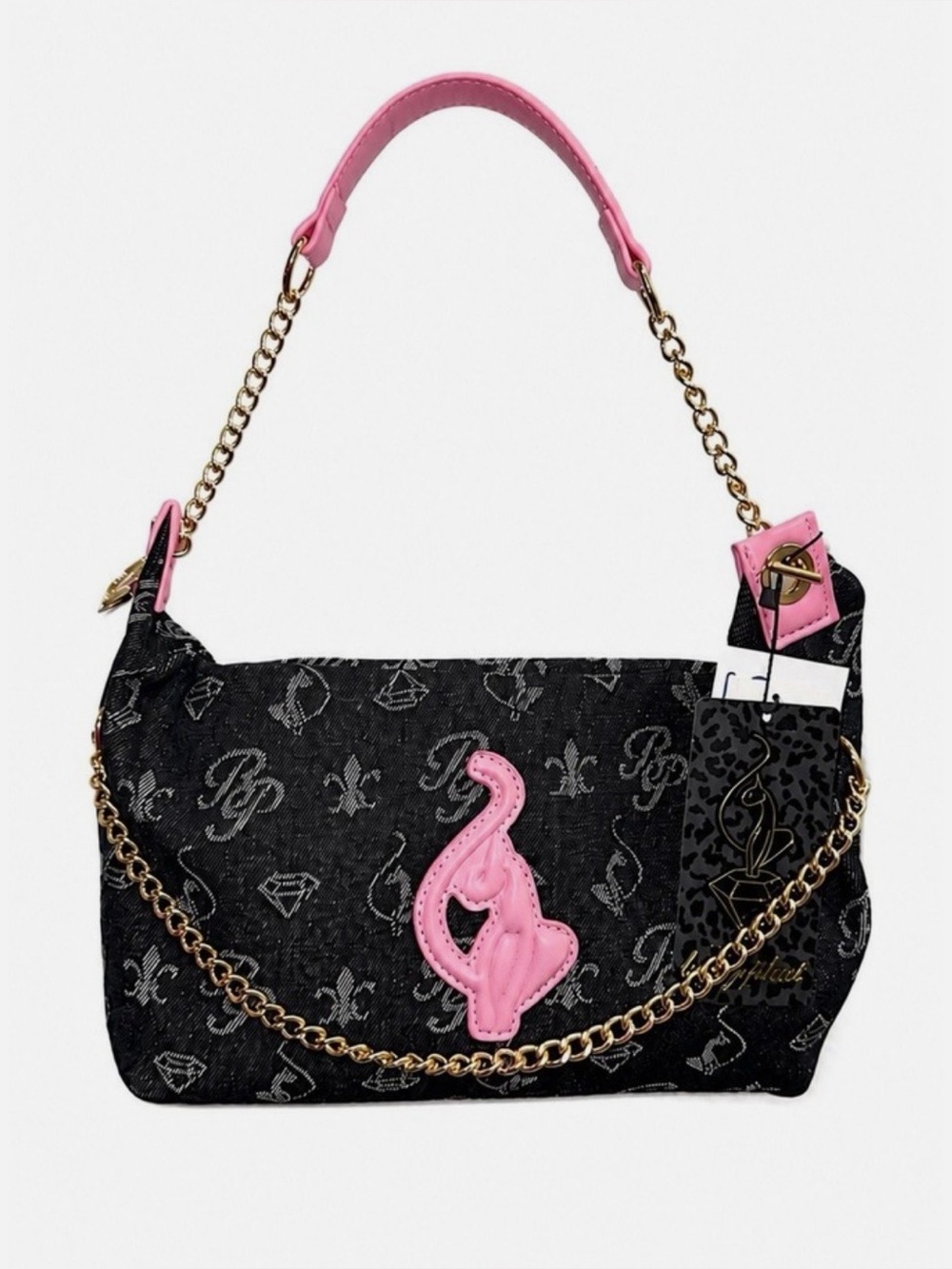 Baby Phat denim Shoulder Bag with Pink Accents